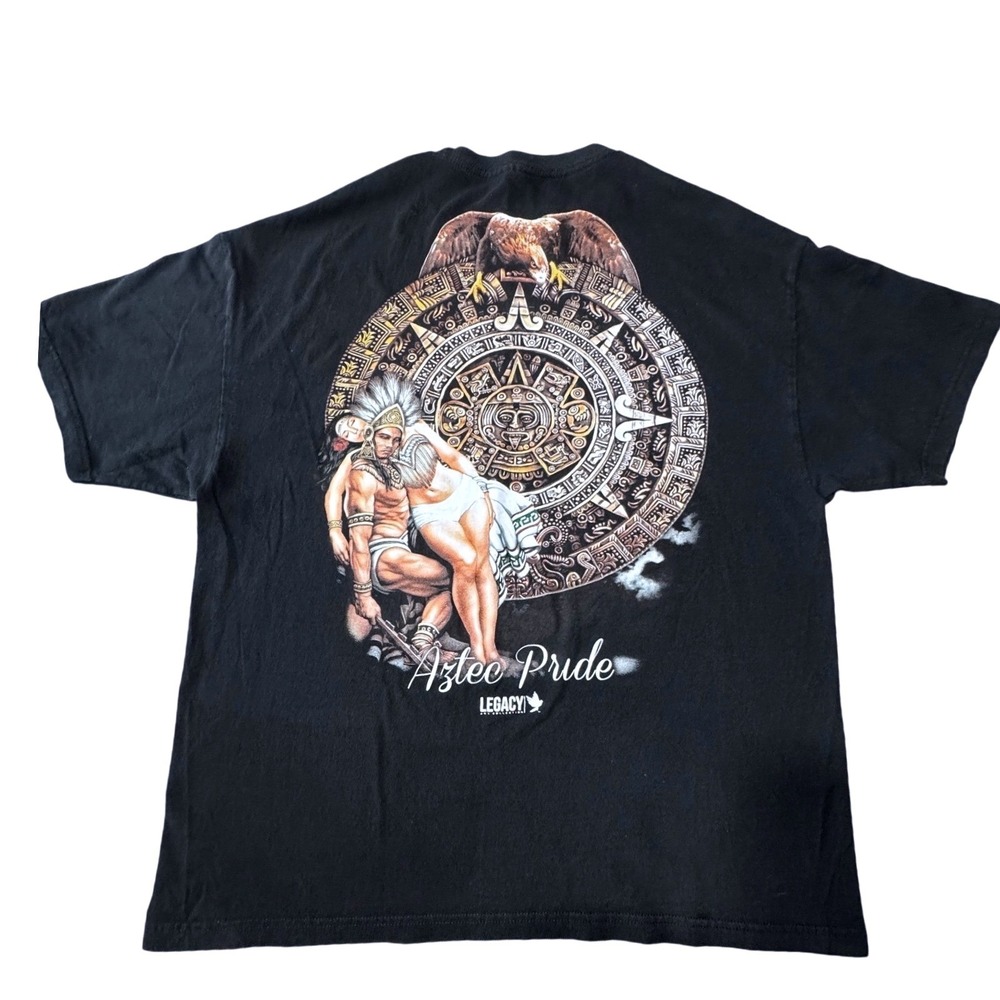 Legacy Mens T-Shirt XXL Black Cotton Aztec Pride Graphic Viva La Raza Streetwear